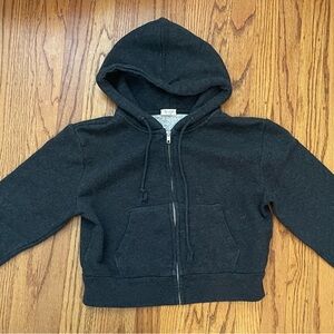Dark gray brandy melville john galt cropped zip up hoodie